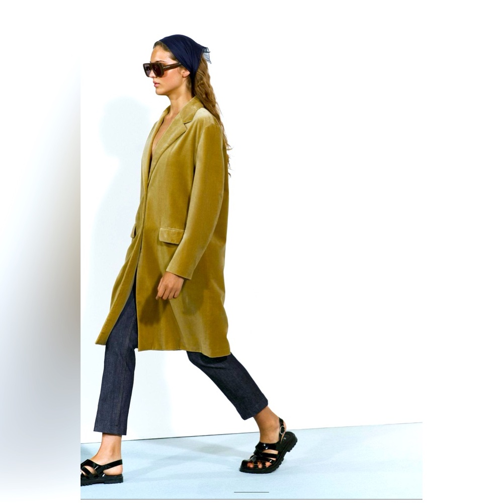 NWT ZARA VELVET COAT ZW COLLECTION LIGHT KHAKI! SIZE 2 SMALL & 1 LARGE❣️Mustard - Picture 4 of 12